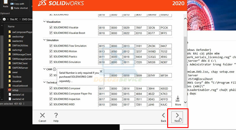 Hướng dẫn cài đặt SolidWorks 2020