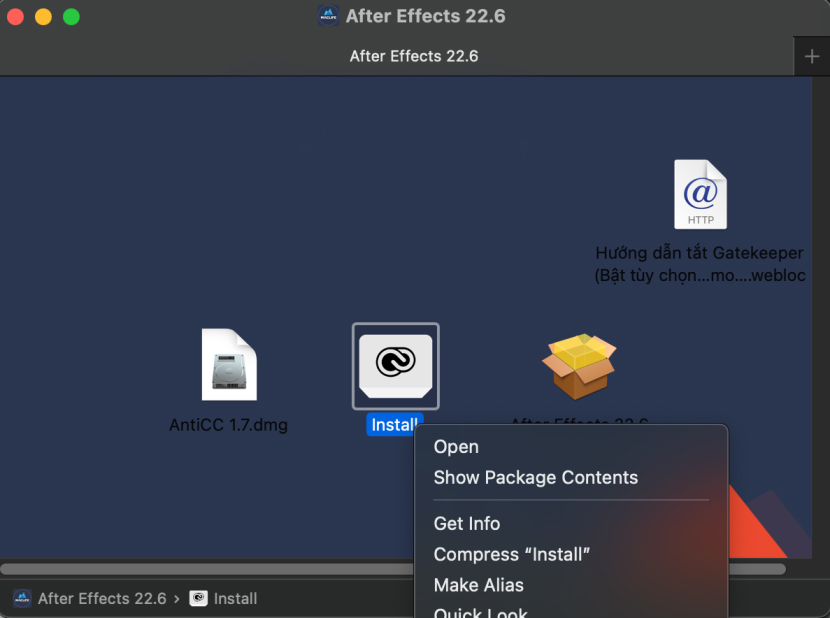 Hướng dẫn cài đặt After Effects 2022 trên MacOS