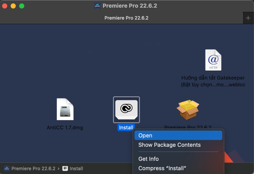 Hướng dẫn cài đặt Premiere Pro 2022 trên MacOS