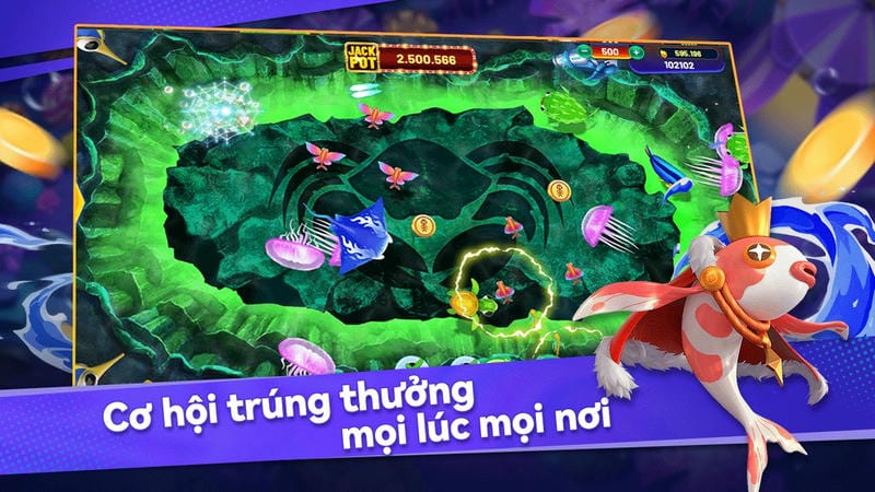 Sảnh bắn cá tại nhà cái Okking, chọn bàn và súng dễ dàng.
